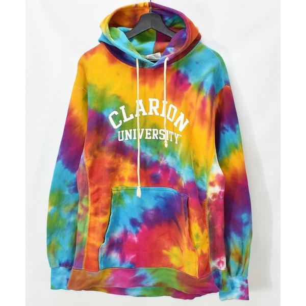 パーカー 「ヴィンテージ古着」Y2K PRO WEAVE カレッジプリント タイダイ プルオーバーパ...