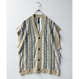 ベスト 3D総柄ニットベスト