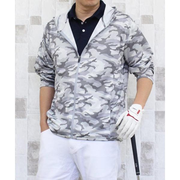 ゴルフ 吸汗速乾ドライメッシュ 総柄 ゴルフ 長袖 ジップアップ パーカー ゴルフウェア メンズ