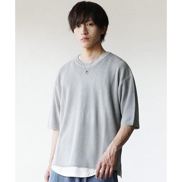 tシャツ Tシャツ メンズ 「MinoriTY」ビッグシルエットサマーニット クルーネック 5分袖/...