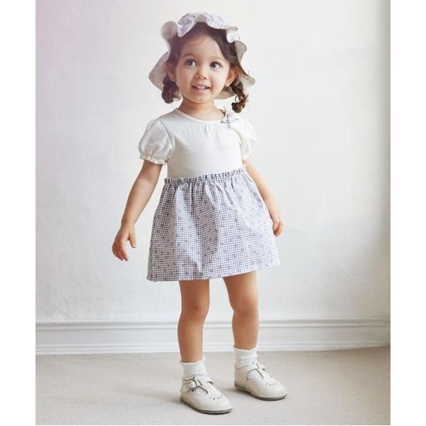 ベビー服 ロンパース 「10mois（ディモワ）」 チェリーギンガムボディーオール