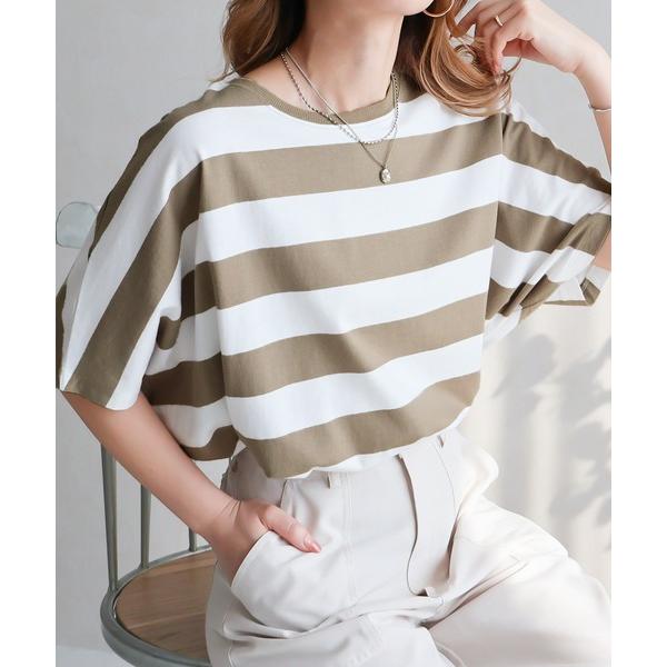 tシャツ ボーダードルマンスリーブTシャツ レディース