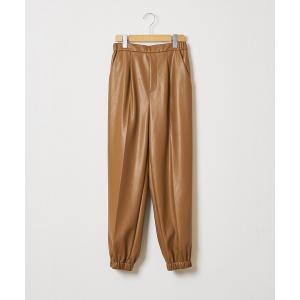 パンツ フェイクレザージョガーパンツ -洗濯機洗い可- レディース