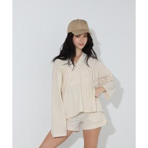 ラッシュガード Vネックフード付きラッシュガード レディース