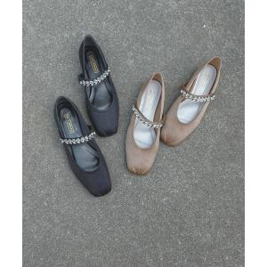 バレエシューズ パンプス 「Akiko Kizu ×Daniella ＆ GEMMA」 ビジューストラップバレエシューズ