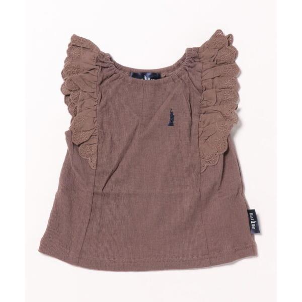 ブラウス シャツ EASTBOY イーストボーイ ブランド ロゴ 刺繍 楊柳風 カットブラウス 半袖...