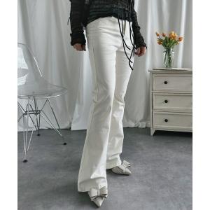 ジーンズ デニム デニムパンツ 美シルエット　セミフレアデニムパンツ レディース