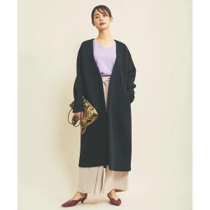 「The Virgnia」 ノーカラーコート 36 ネイビー WOMEN