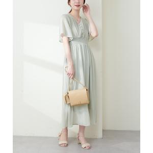 ワンピース フレアスリーブお上品ワンピース