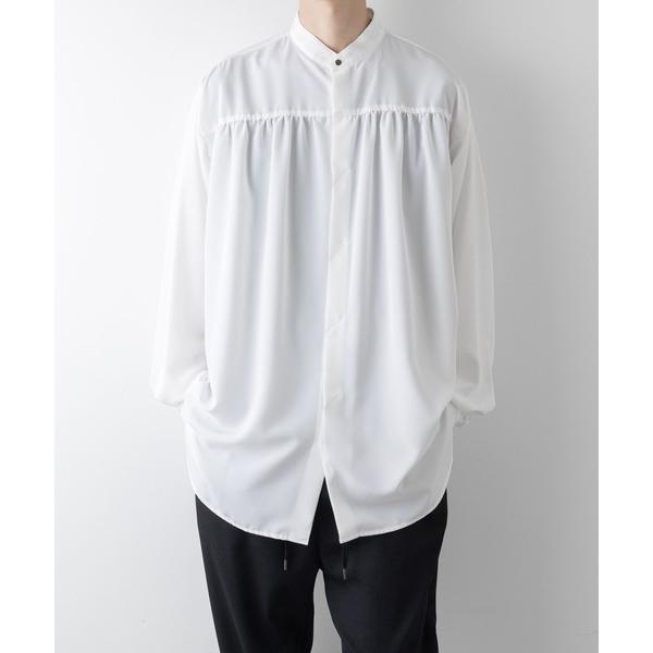 シャツ BAND COLLAR GATHERED SHIRT メンズ