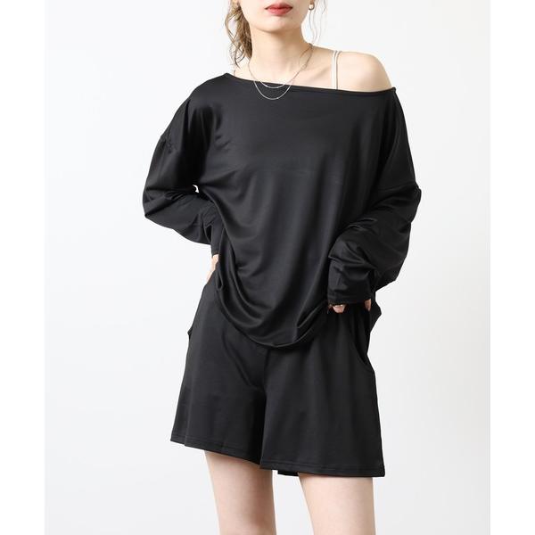 ラッシュガード 接触冷感 UPF50+UVカット ラッシュガード オフショルトップス＆ショートパンツ...