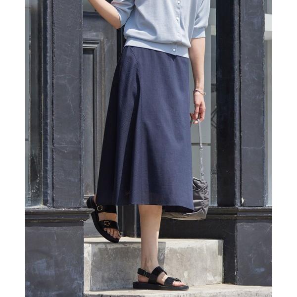 スカート 「洗える」カールマイヤーシアー シャドーストライプ スカート