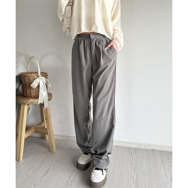 スラックス パンツ 「きれいめコーデに」ハイウエストタックパンツ レディース
