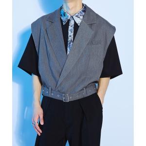 ベスト ベルト付きショートジレ/セットアップ対応