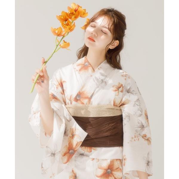 浴衣 1人で着られる浴衣5点セット 和歌山染工日本染め（ゆかた・しわへこ帯・下駄・着付け本・腰ひも）...