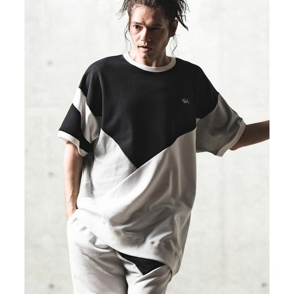 トレーナー スウェット msw1287-Random switching design short-...