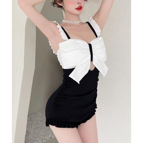 水着 ビッグリボンワンピーススイムウェア レディース