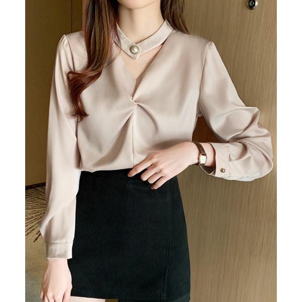 ブラウス シャツ チョーカーデザインブラウス レディース