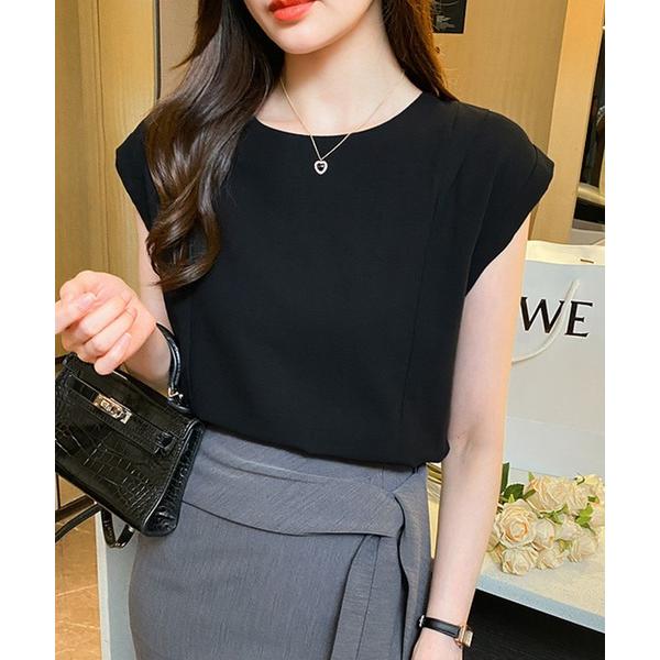 ブラウス シャツ 半袖ラウンドネックブラウス レディース