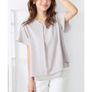 ブラウス シャツ シフォンレイヤードＶネックブラウス レディース