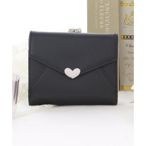 財布 ハートチャーム がま口三つ折り財布 ミニウォレット レディース