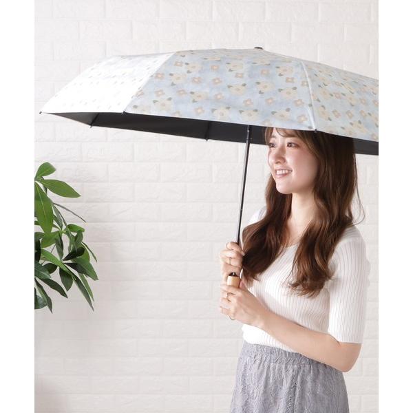 折りたたみ傘 晴雨兼用ワンタッチフラワー折りたたみ傘 レディース