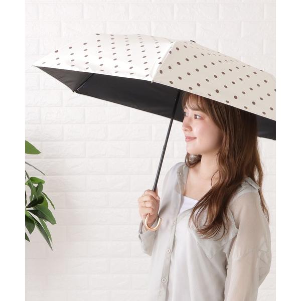 折りたたみ傘 晴雨兼用ドット柄U型ハンドル折りたたみ傘 軽量 レディース