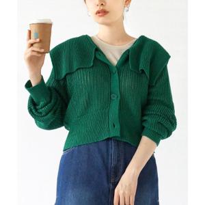 カーディガン 透かし編み セーラーカラー ニット...の商品画像