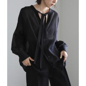 ブラウス シャツ 2WAYボウタイノーカラーシア...の商品画像