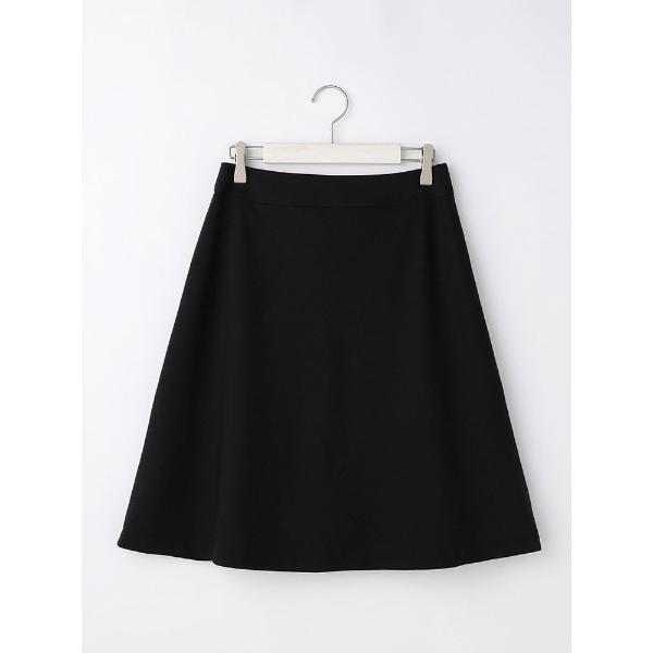 スカート シルク混リクルートスーツ　フレアスカート　無地　ブラック