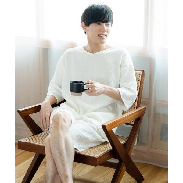 パジャマ ふわリラガーゼメンズプルオーバー＆ショートパンツ上下セット メンズ