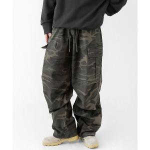 カーゴパンツ 迷彩ワイドカーゴパンツ ミリタリーパンツ メンズ レディース