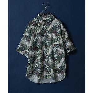 シャツ ブラウス メンズ Total Pattern Print Big Silhouette Sheer Shirt/総柄プリント ビッグシルエット
