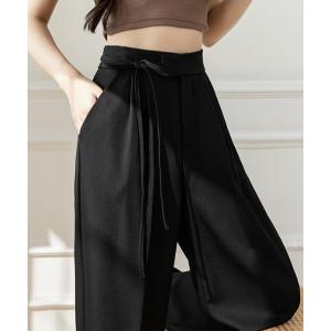 スラックス パンツ 全骨格対応！こなれ感と色気を両立。ハイウエストリボンスラックス レディース｜ZOZOTOWN Yahoo!店