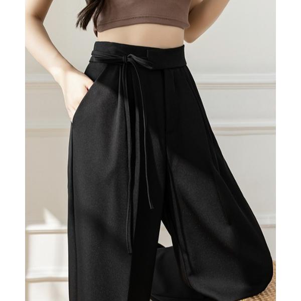スラックス パンツ 「ロングセラー」ハイウエスト リボン スラックス パンツ レディース 美脚 脚長...