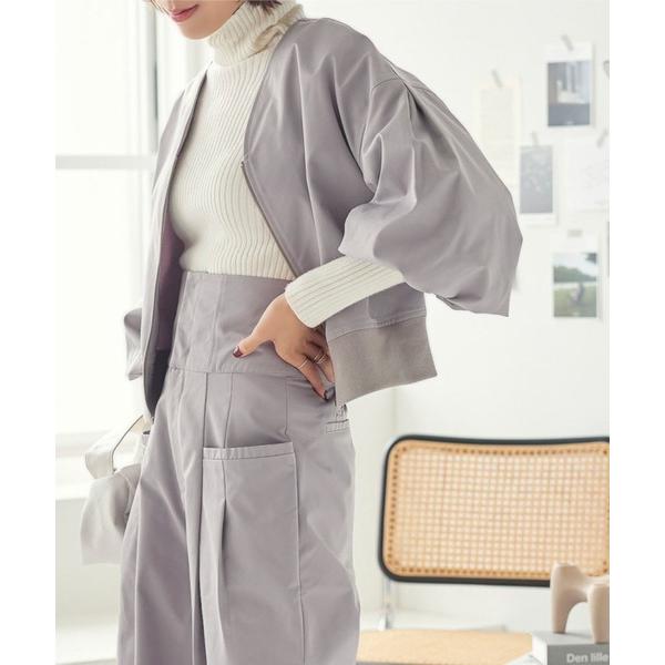 ブルゾン アウター ボリュームスリーブツイルブルゾン レディース