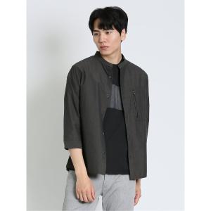 メンズ シャツ ブラウス レノマ オム/renoma HOMME シャンブレー バンドカラー7分袖シャツ｜zozo