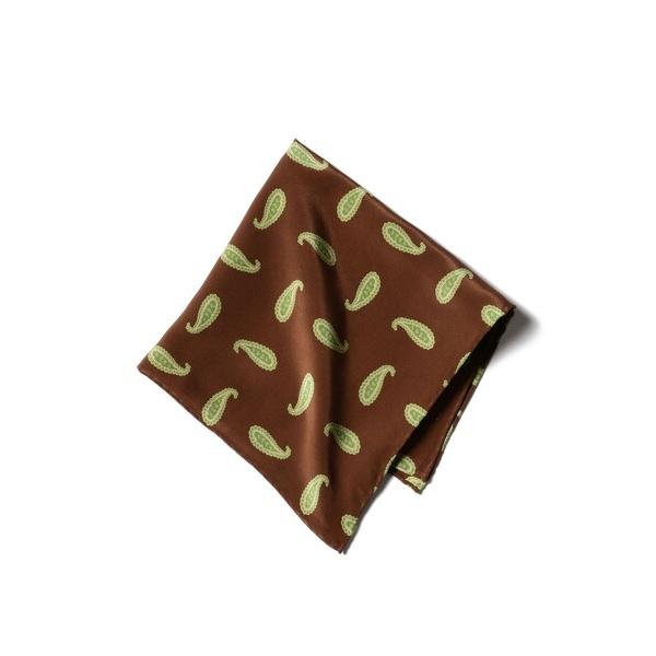 ハンカチ BEAMS PLUS / ペイズリー プリント シルク チーフ メンズ