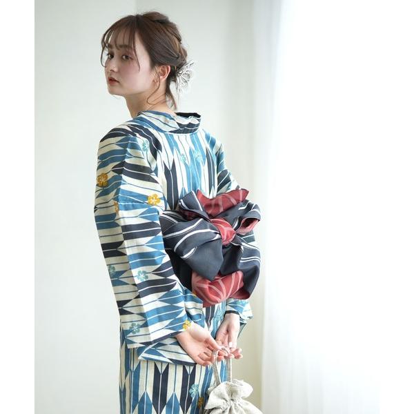 浴衣 選べる浴衣3点セット 綿麻 先染めベージュ 小袋帯 レディース