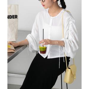 ブラウス シャツ 「forksy.」シアーチェックシャーリングスリーブブラウス レディース