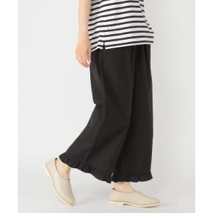 パンツ ノルマンディリネン混裾フリルパンツ
