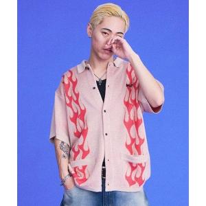 ニット BADBOY/バッドボーイ/BADBOY FLAME JQD KNIT SHIRT｜zozo