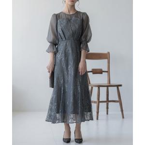 ドレス レースロングマーメイドドレス