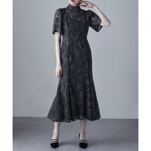 etoll.（エトル） ベロアロゼットフレアドレス （バーガンディー