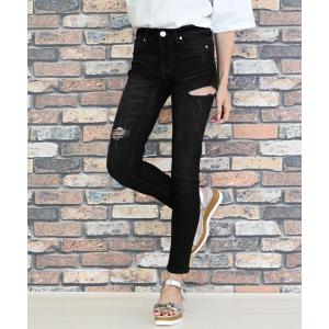 ジーンズ デニム デニムパンツ サイドスリットスキニーパンツ レディース