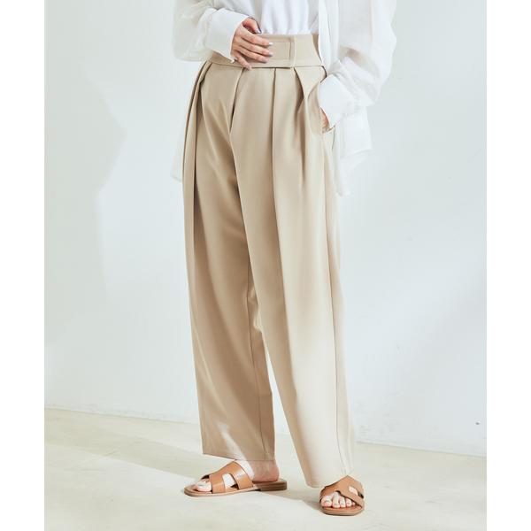 スラックス パンツ テープベルトカラースラックス レディース