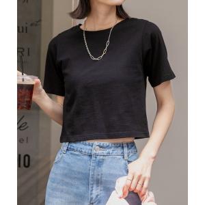 tシャツ 半袖 シンプル無地 ボーダー ショート丈ミニTシャツ レディース