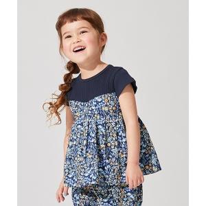 tシャツ Tシャツ 水彩花ドッキングT
