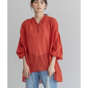 チュニック スキッパーボイルギャザーチュニック レディース