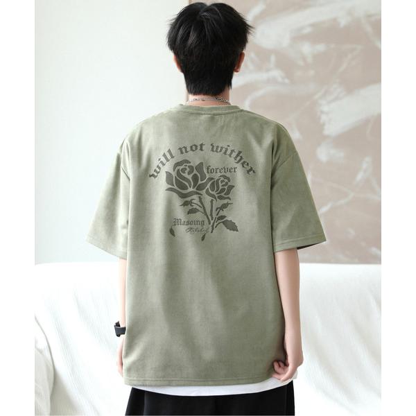 tシャツ 「neos -addictive design-」ルーズシルエット ローズプリント フェイ...